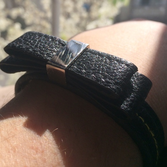 BCBGeneration Ladies Black Leather Bow Cuff - Picture 3 of 3