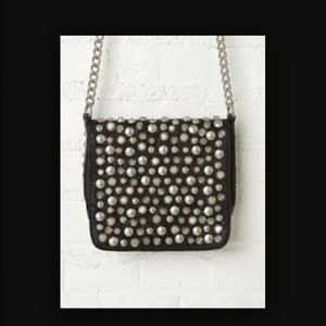 Free People black studded leather cross body bag💋