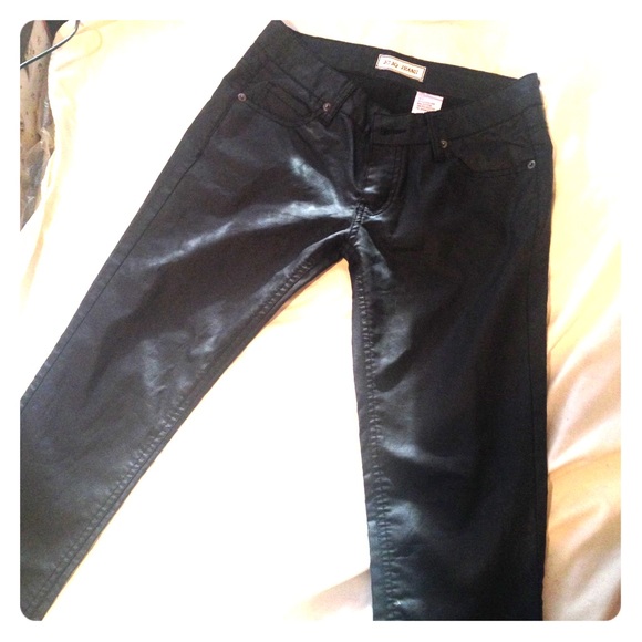 Leather feel low rise pants.size 1