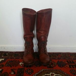Red leather frye boots