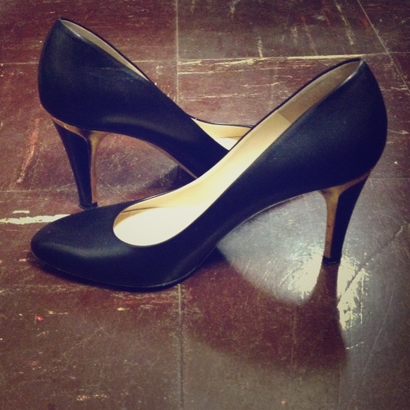 Jimmy Choo Black Gold-tone Metal Leather Heels 38