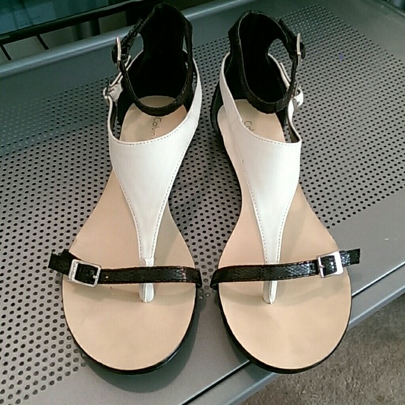 Calvin Klein Samika sandals black + white leather - Picture 2 of 4