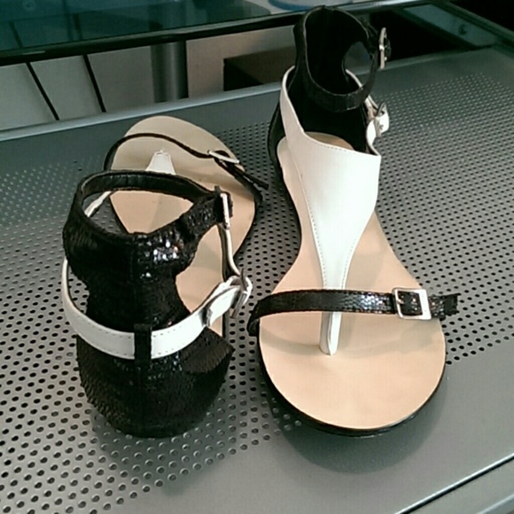 Calvin Klein Samika sandals black + white leather - Picture 3 of 4