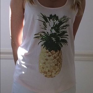 Bananna republic pink pineapple tank size s