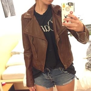 Brown faux leather jacket