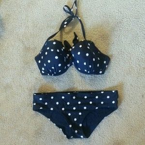 Navy and white bikini and pink dress bundle