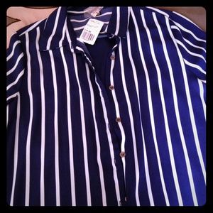 Navy Blue & White Button Down Shirt