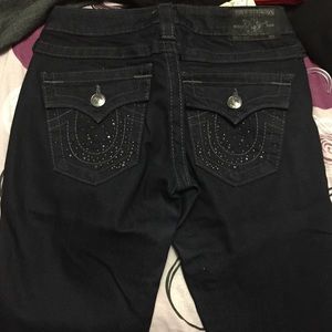 True religion dark denim jeans with crystals/studs