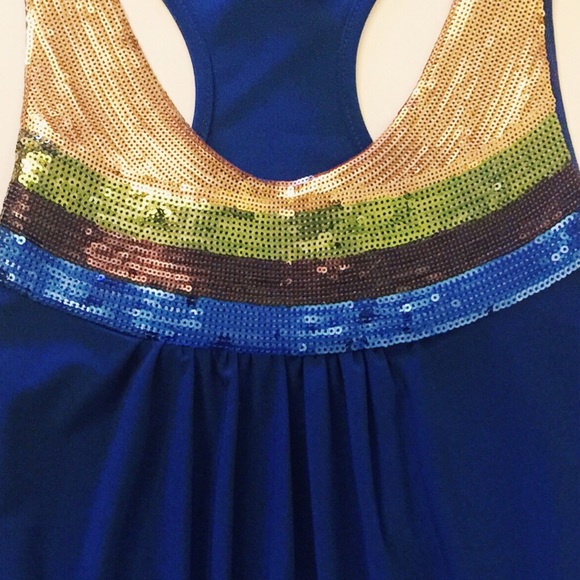 Gorgeous Azure Sequin Racerback Tank - Picture 2 of 4