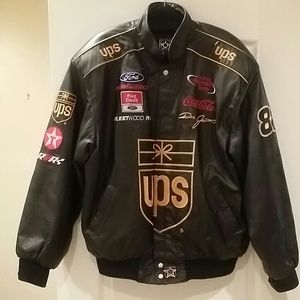 UPS black leather racing jacket