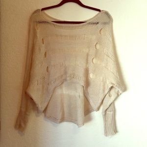 Cream crop shredded sweater BUNDLED