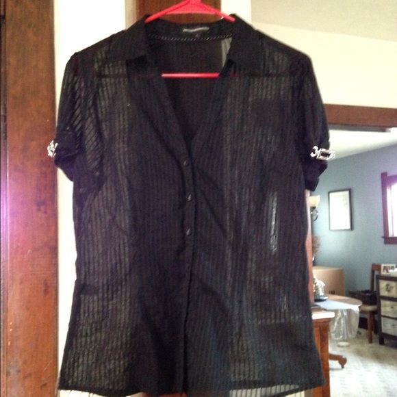 Express sheer black dress shirt