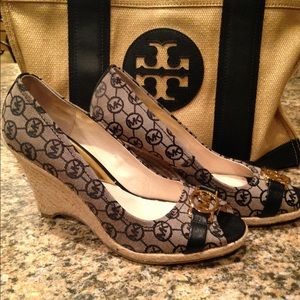 Michael Kors monogram wedges. Like new! Size 10