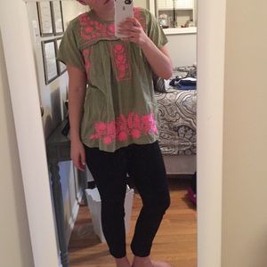 Calypso embroidered cotton top