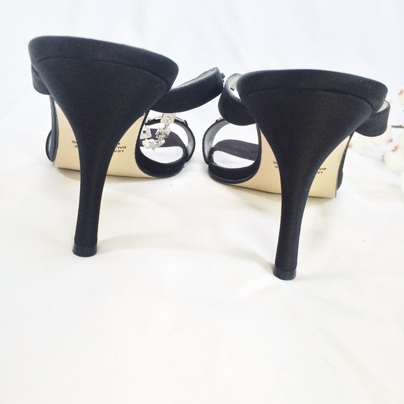 Rhinestone Strap Black Heels - Picture 3 of 4