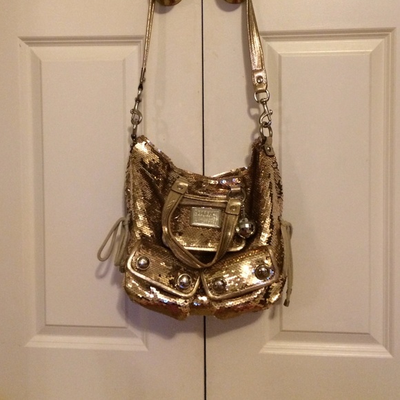 Gold sequence coach poppy purse!