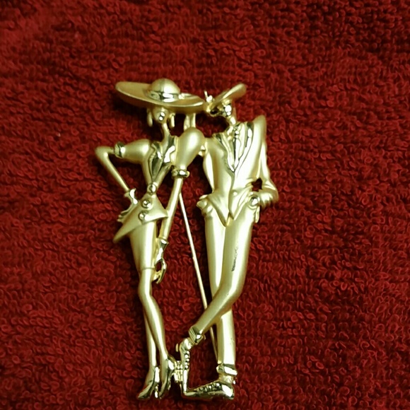 Lady & man gold pin