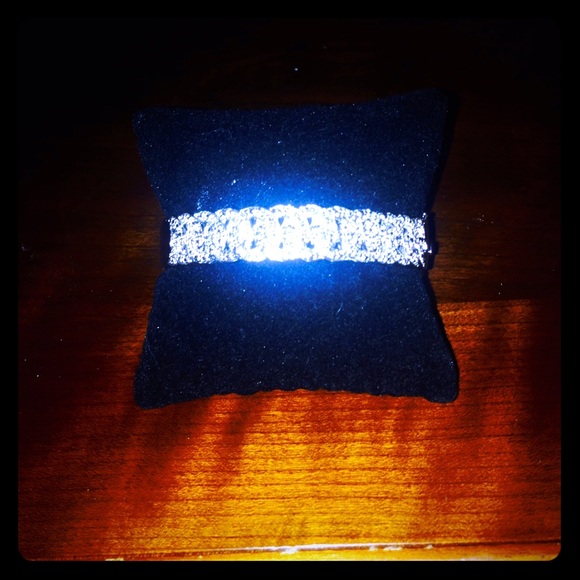 REAL DIAMONDS &&&  Silver over Brass Cuff Bracelet