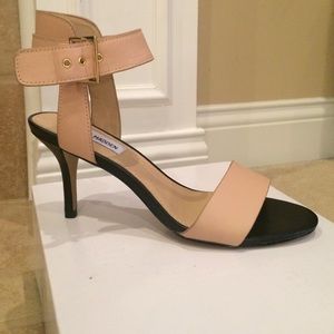 Steve Madden open-toed low heel stiletto.