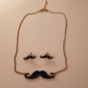 Mustache earrings and necklace