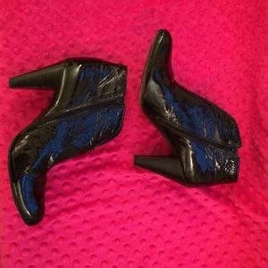 Black patent leather booties