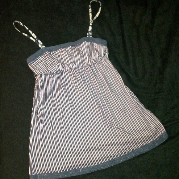 Red White & Blue Striped Babydoll Tank Sz M
