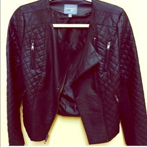 Black faux leather moto jacket