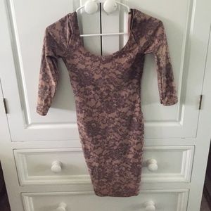 Lace print tight dress