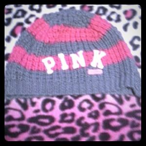 Victorias Secret Pink Striped Beanie