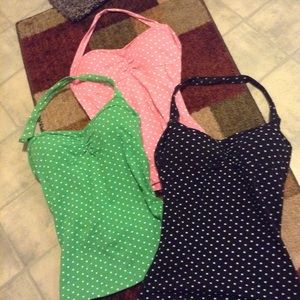 3 sexy polka dot halter tops size small