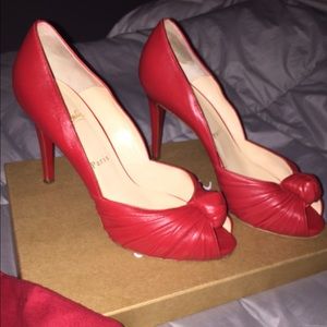 💯 Red Christian Louboutin Gress Pump 100 Nappa