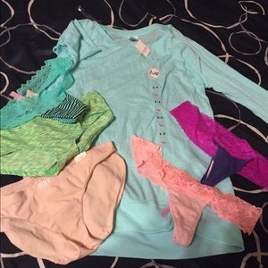 PINK long sleeve t-shirt five pair VS small pantie