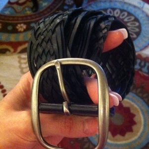 Black Braided Leather Belt