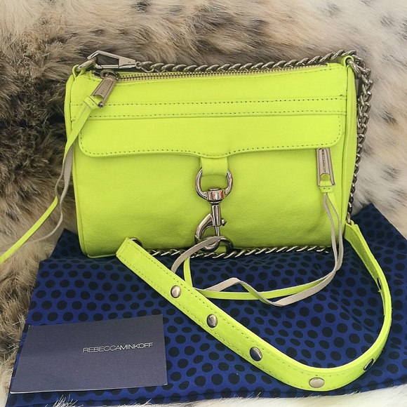 Rebecca Minkoff mini  M.A.C neon yellow clutch