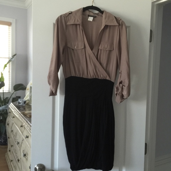 Venus tan and black blouse dress
