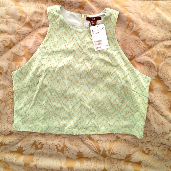 Showstopper Gold and Teal Crop-Top