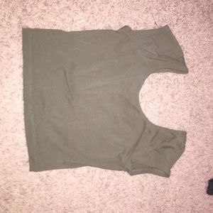 green scoop neck crop top