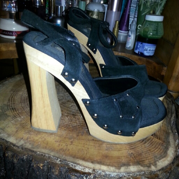 Black Suede Studded Clog Heels for @TeamAbbey