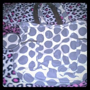 Thirty One Grey Polka Dot Purse and Change Purse