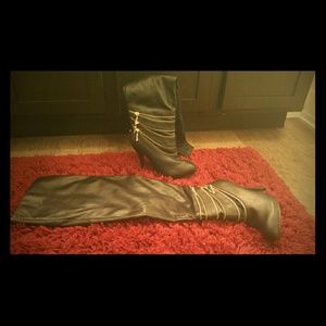 Black thigh high boots