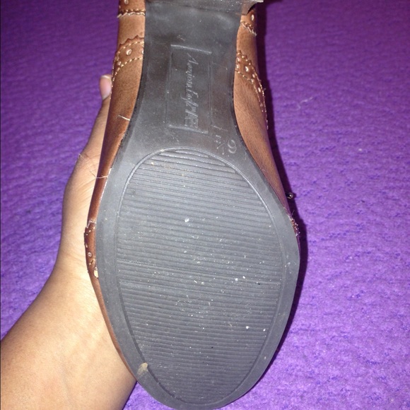 Brown, Oxford, Faux leather Heels - Picture 4 of 4