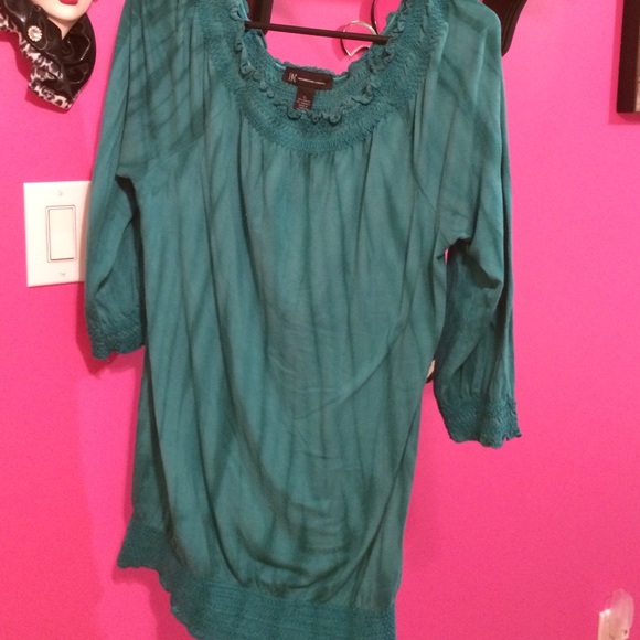 Turquoise off the shoulder blouse