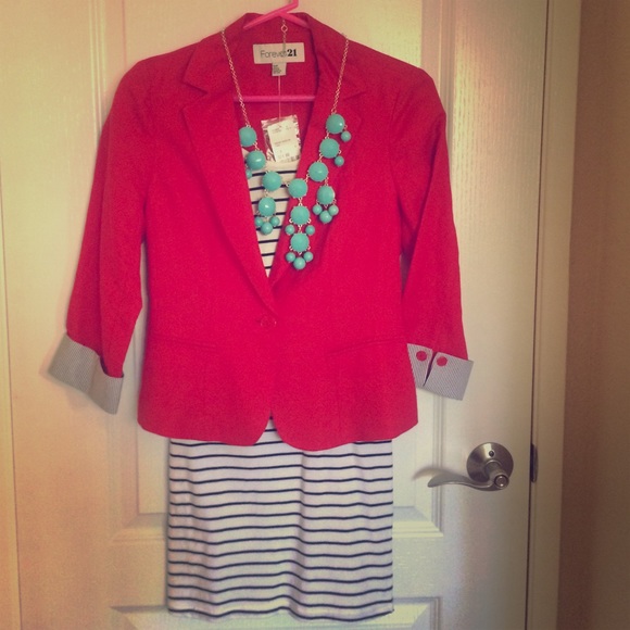 Forever 21 Jackets & Blazers - Red Linen/Rayon Blazer