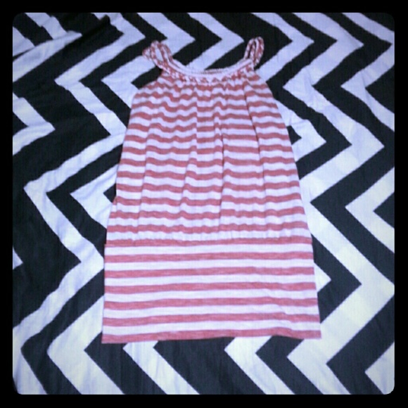 🌺🌷Coral stripes, short spring dress🌷🌺
