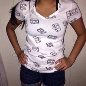 Pacsun camera print shirt