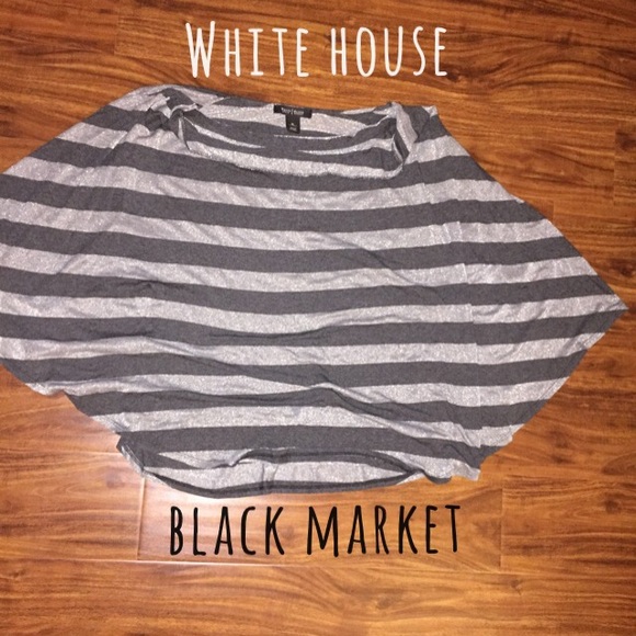 Glitter gray striped batwing top - WHBM