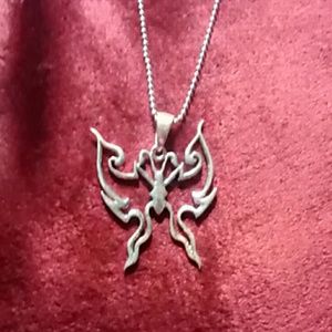 Sterling silver butterfly goth pendent
