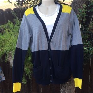 Navy, Blue & Neon Yellow Cardigan
