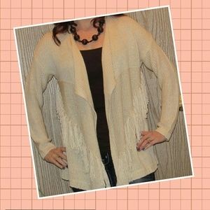 Forever 21 Cream fringe cardigan