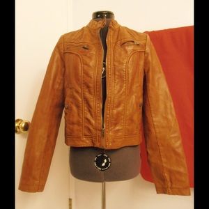 Faux leather bomber jacket